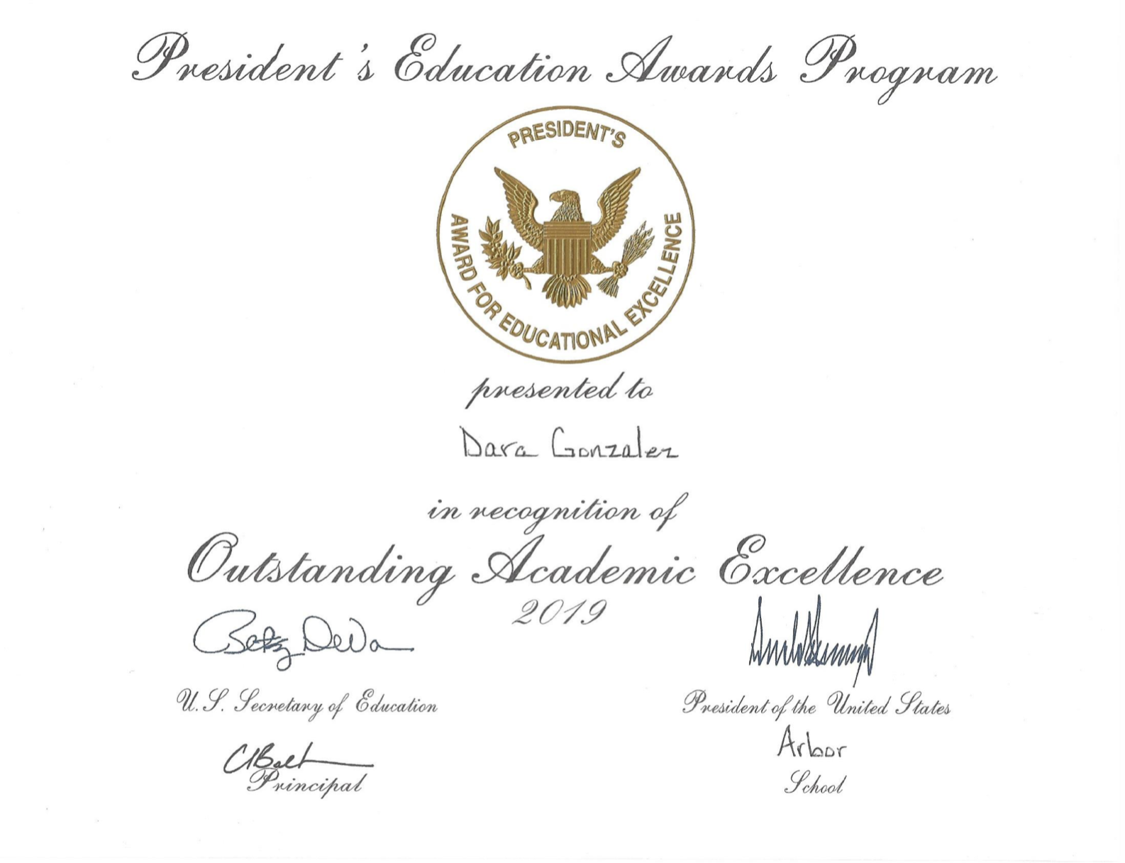 Dara Presidents Award for Educational Excellence
